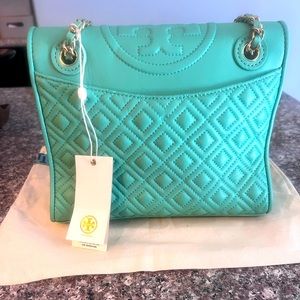 Tory Burch Fleming Medium Bag in Deep Mint
